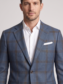Men's Check Blazer – check pattern and lapel close-up