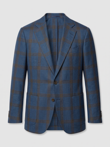 Men's Check Blazer in Blue – product front view