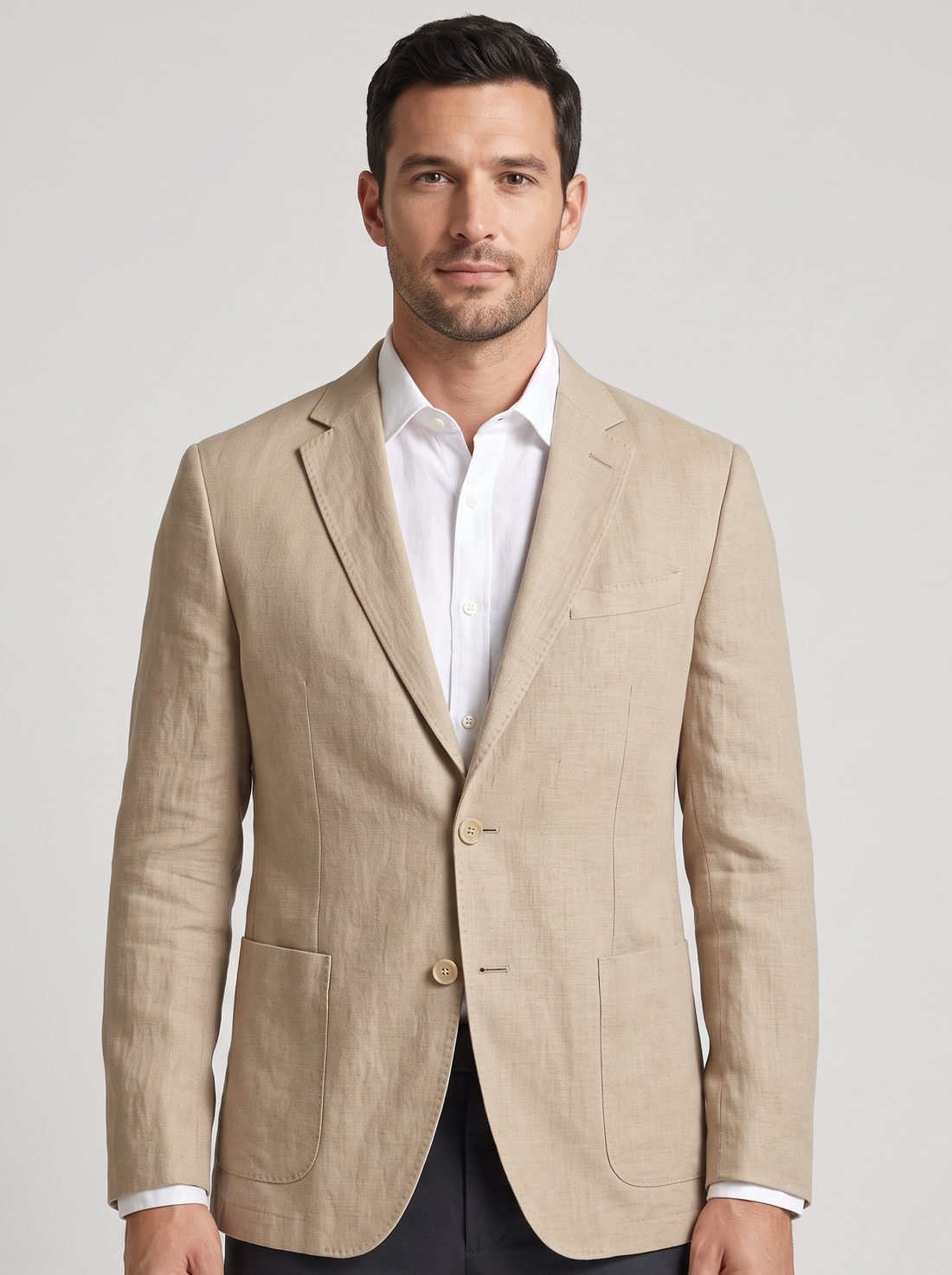 Men's Stretch Blazer in Khaki – front view