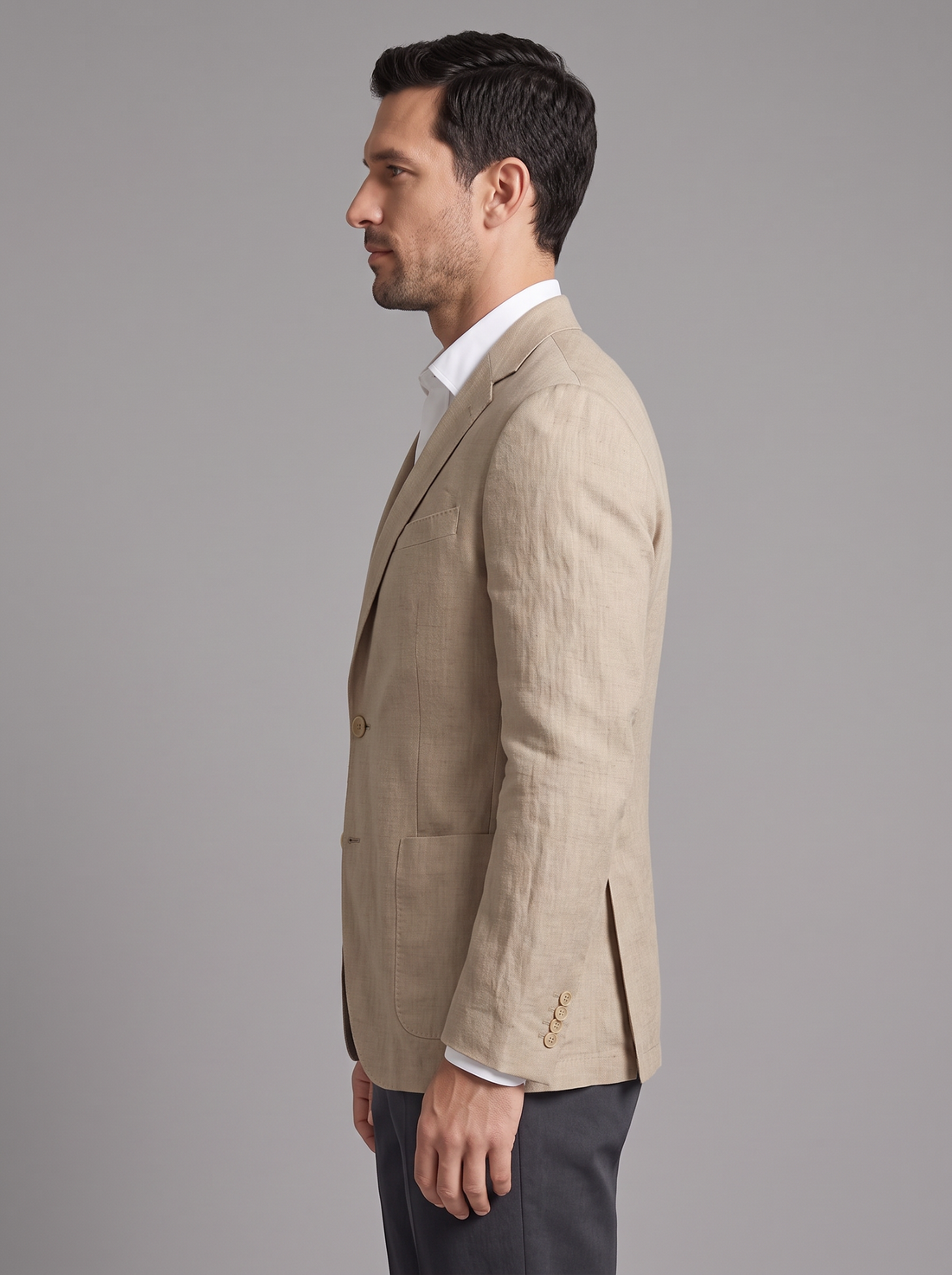 Men's Stretch Blazer in Khaki – side view