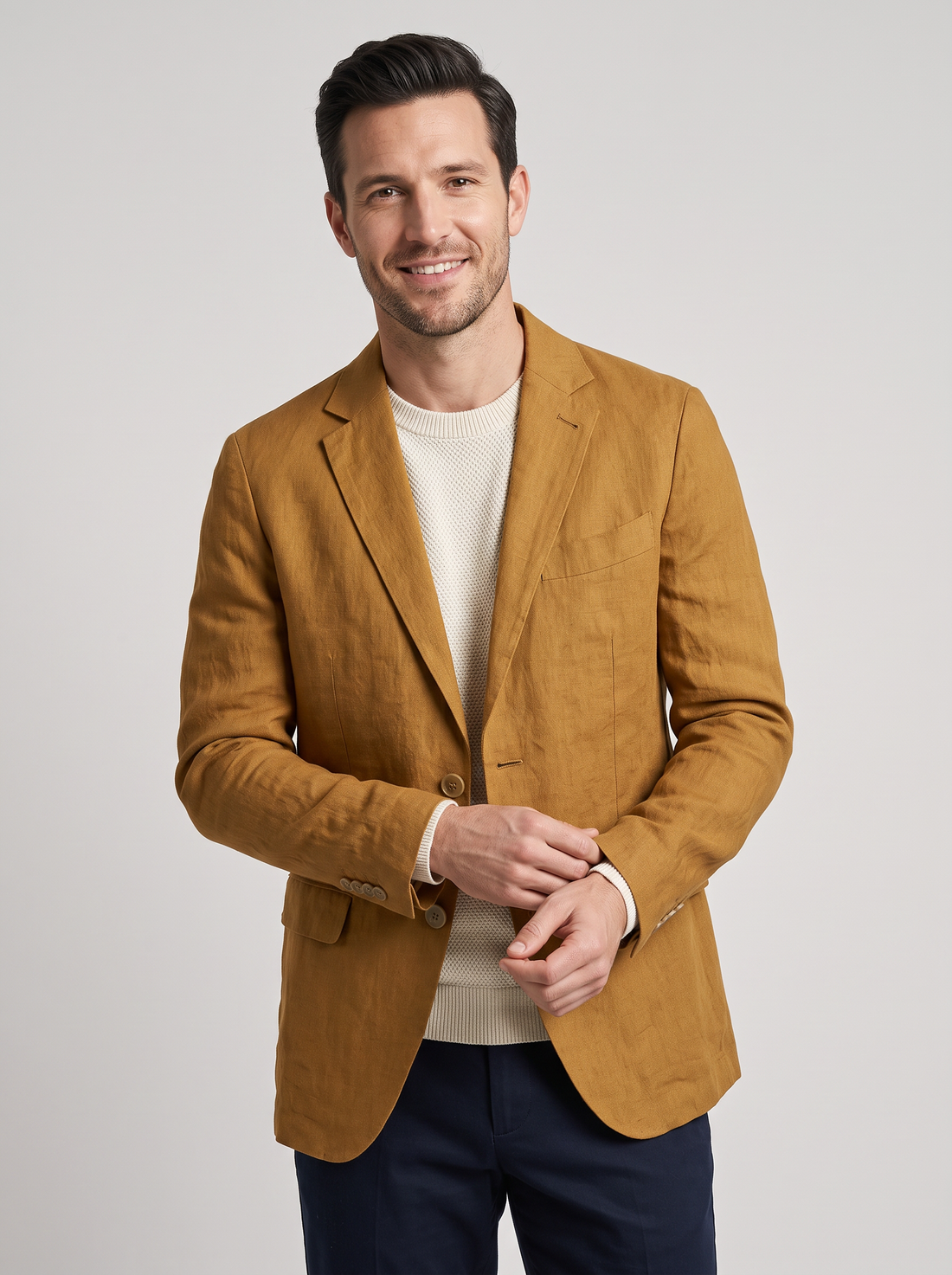 Men's Stretch Blazer in Brown – front view