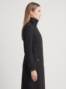Women's Double Breasted Coat in Black – side view