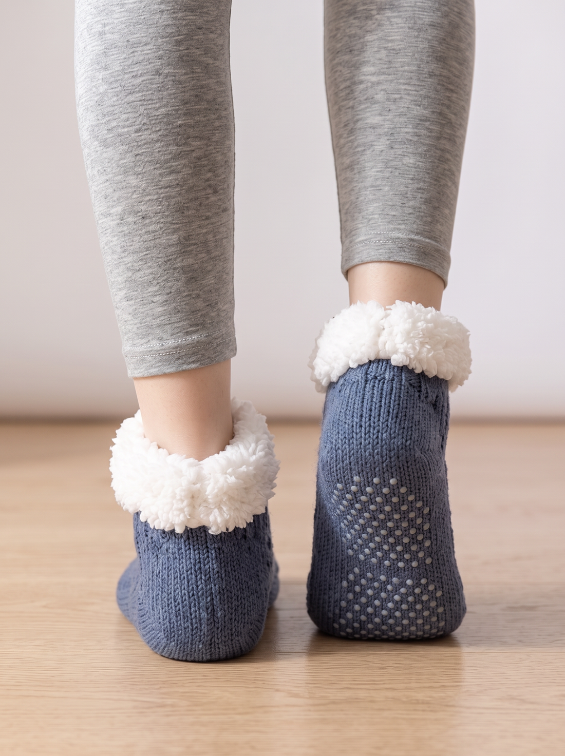 Women's Slipper Socks in Blue – back view