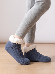Women's Slipper Socks in Blue – side view