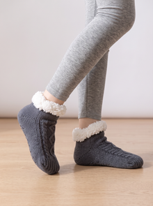 Women's Slipper Socks in Grey – front view
