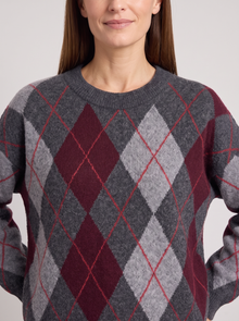 Women's Argyle Jumper – argyle knit and crew neck close-up