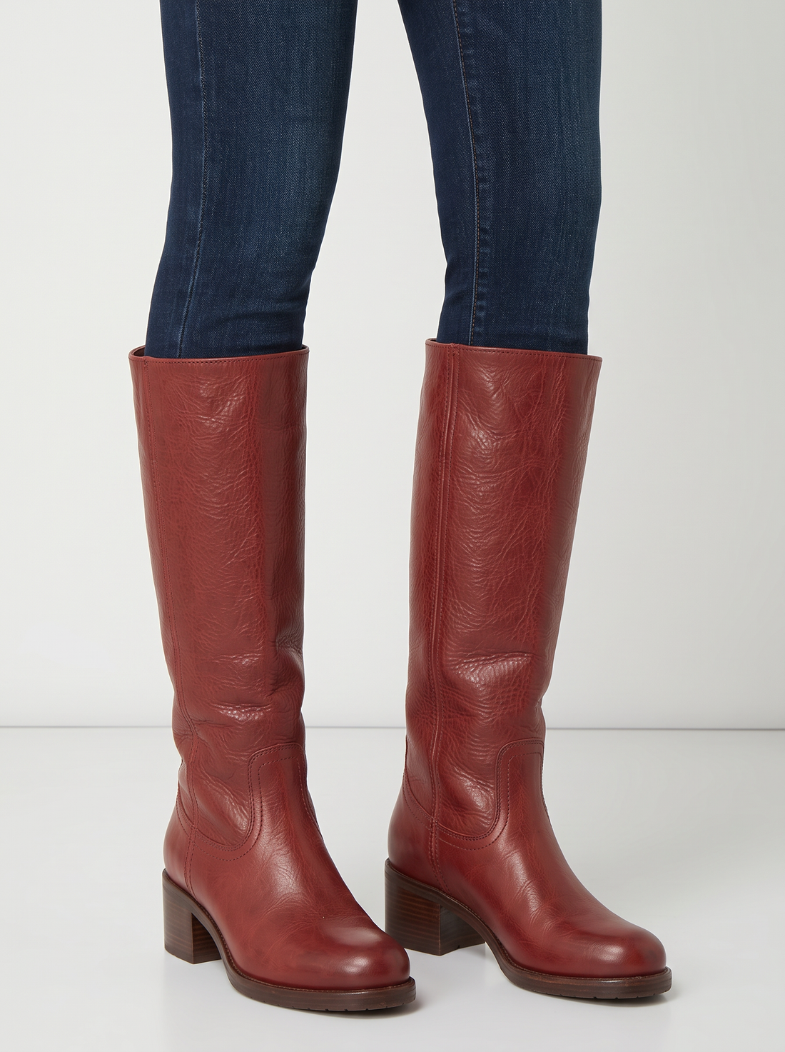 Women's Mid-Calf Boots in Red – front view
