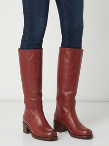 Women's Mid-Calf Boots in Red – front view