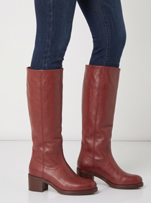 Women's Mid-Calf Boots in Red – side view