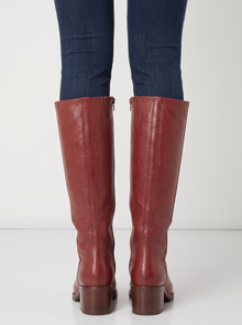 Women's Mid-Calf Boots in Red – back view