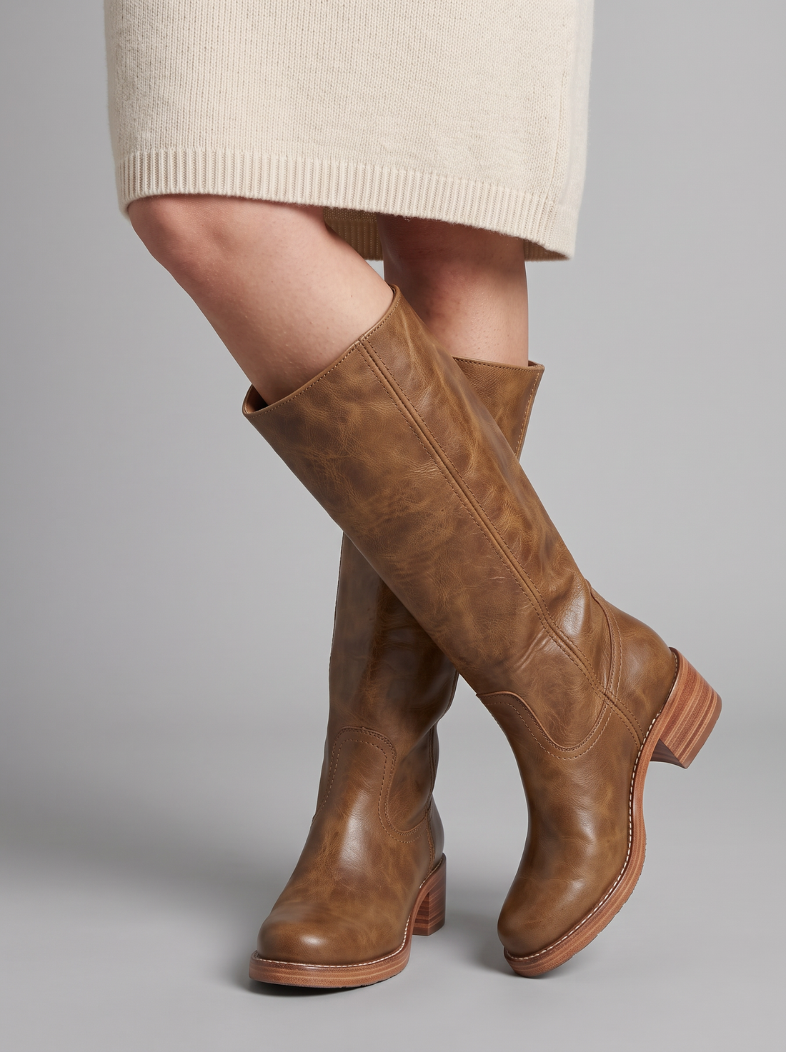 Women's Mid-Calf Boots in Light Brown – front view
