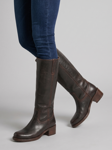 Women's Mid-Calf Boots in Dark Brown – front view