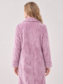 Women's Zip-Up Fleece Dressing Gown in Light Purple – back view