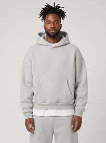Men's Tracksuit Set Hoodie and Joggers in Light Grey – front view