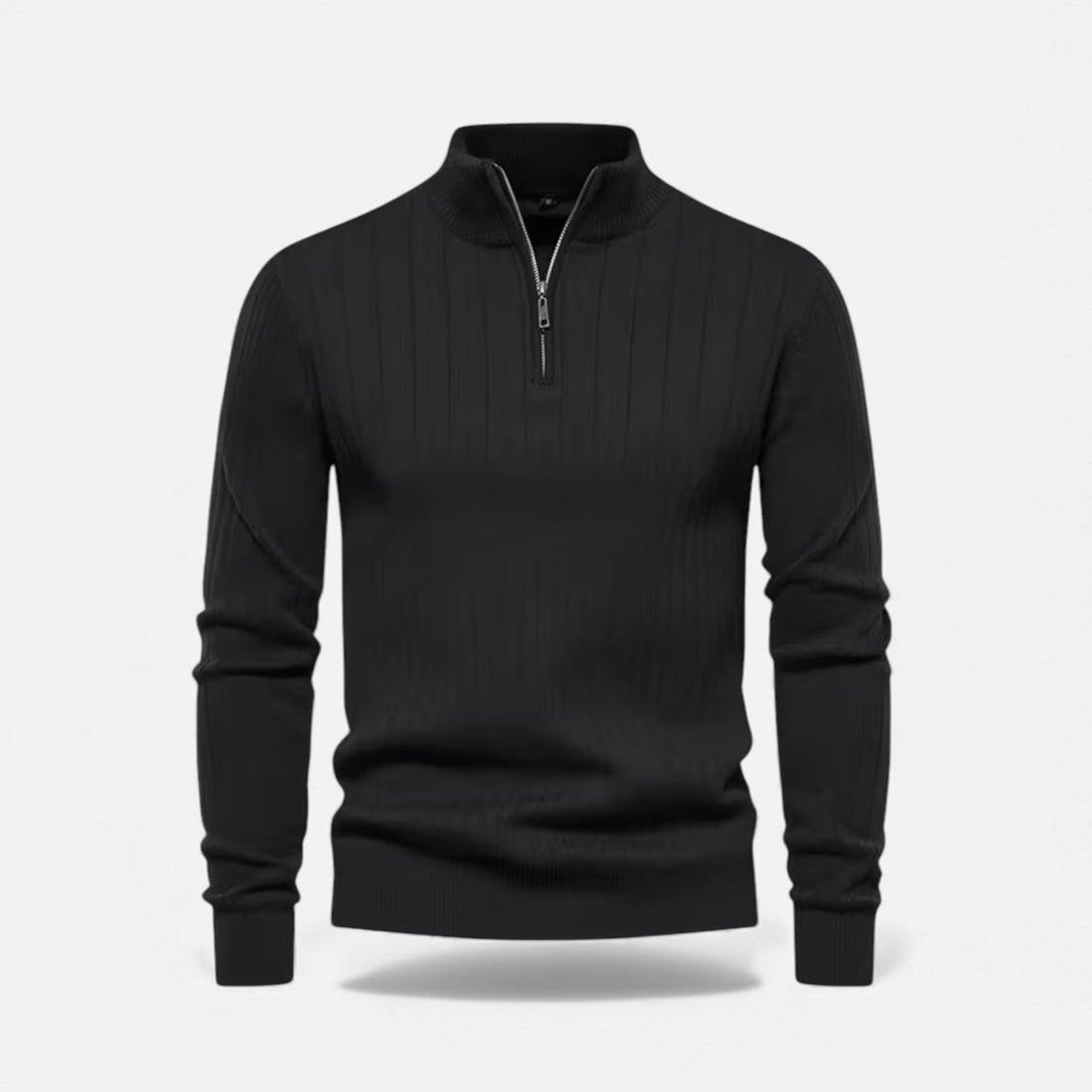Men’s Warm Minimalist Zippered Knit Sweater