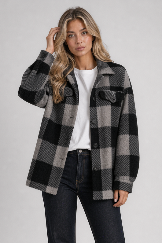 Isla women's check shacket in black