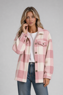 Isla women's check shacket in pink