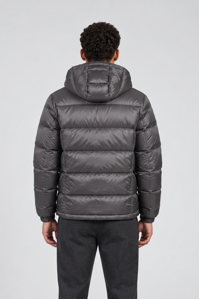 Men's Hooded Puffer Jacket – Glossy Quilted Winter Coat