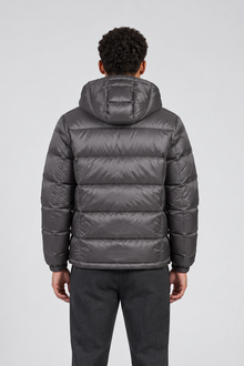 Men's Hooded Puffer Jacket – Glossy Quilted Winter Coat