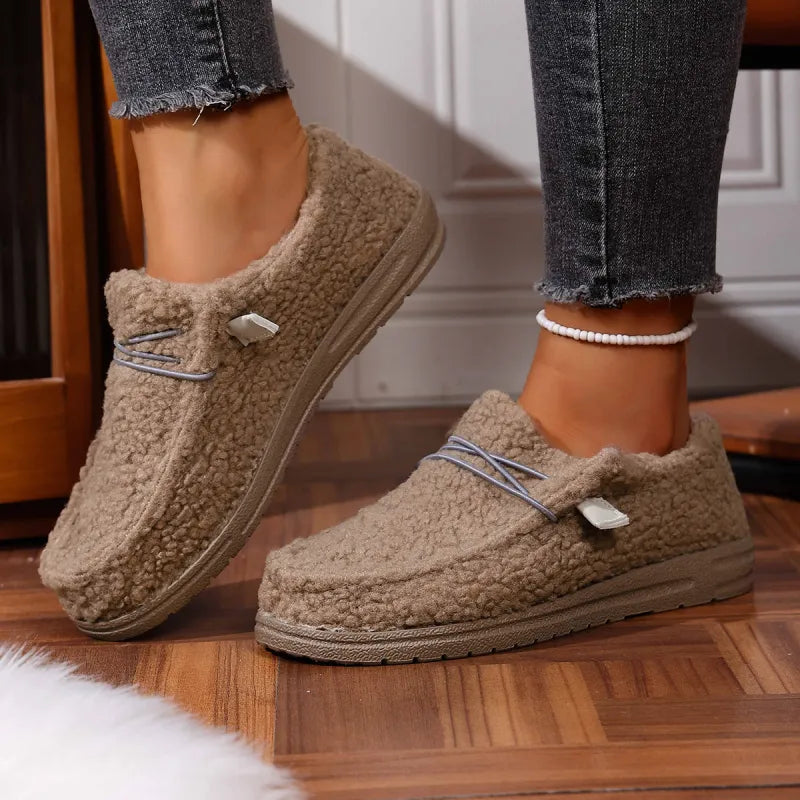 Women's Teddy Fleece Slippers in Khaki