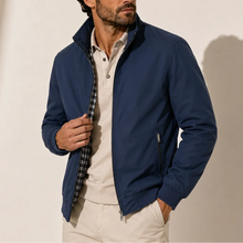 Men's Cotton Bomber Jacket – Check-Lined Stand Collar Zip Jacket