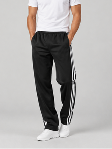 Men's black relaxed fit tracksuit bottoms with pockets