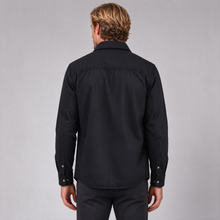 Men's black brushed cotton overshirt rear view