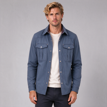 Men's blue brushed cotton overshirt