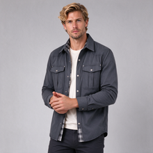 Men's grey brushed cotton overshirt