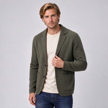 Men's olive green cashmere blazer cardigan