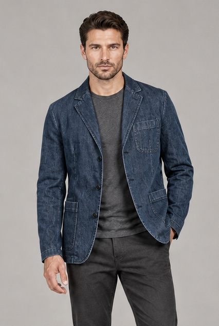 Men's light denim washed blazer
