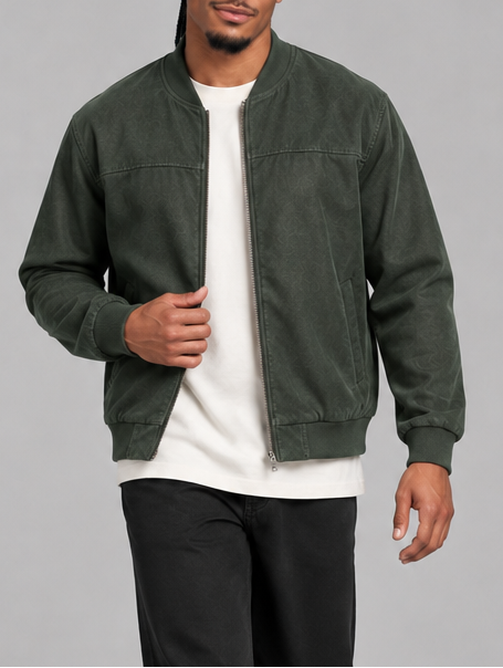 Men's green classic zip bomber jacket