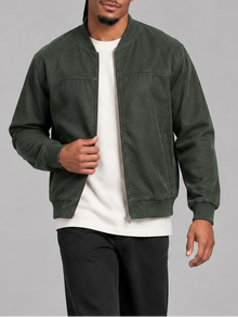 Men's green classic zip bomber jacket