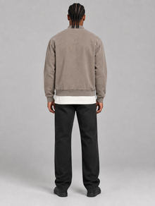 Men's khaki classic zip bomber jacket – rear view