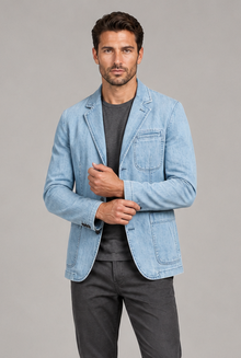 Men's light denim washed blazer