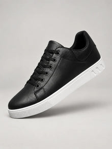 Men's Faux Leather Smart Trainers in Black