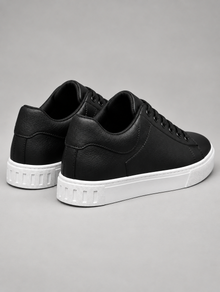 Men's Faux Leather Smart Trainers in Black – view 5