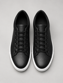 Men's Faux Leather Smart Trainers in Black – view 2