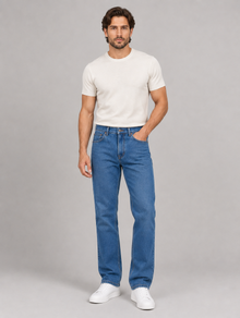 Men's Straight Leg Jeans in Denim Blue – view 3