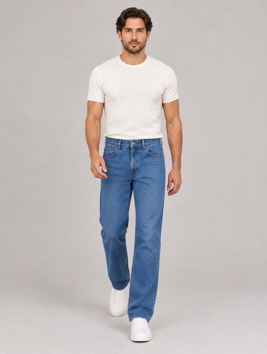 Men's Straight Leg Jeans in Denim Blue – view 4