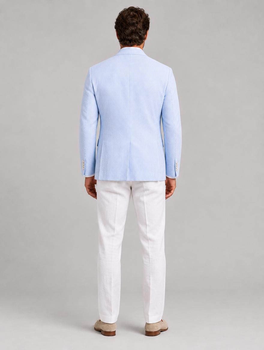 Men's Lightweight Striped Blazer in Light Blue