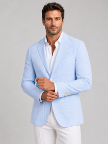 Men's Lightweight Striped Blazer in Light Blue – view 3