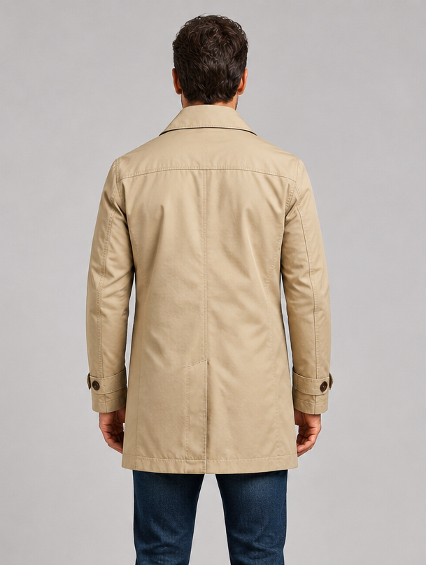 Men's Tailored Longline Coat in Beige