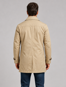 Men's Tailored Longline Coat in Beige – view 2
