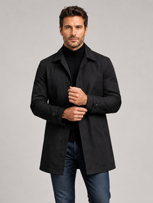 Men's Tailored Longline Coat in Black