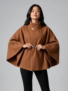 Montarello women's belted high neck cape in brown