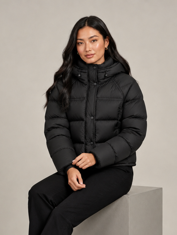 Montarello women's hooded quilted jacket in black