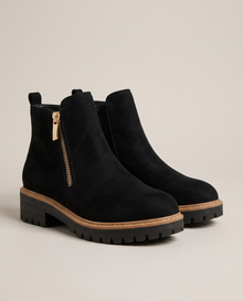 Women's waterproof orthopaedic ankle boots in black, hero view