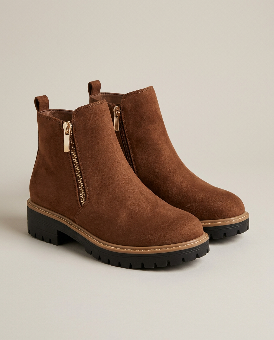 Women's waterproof orthopaedic ankle boots in brown