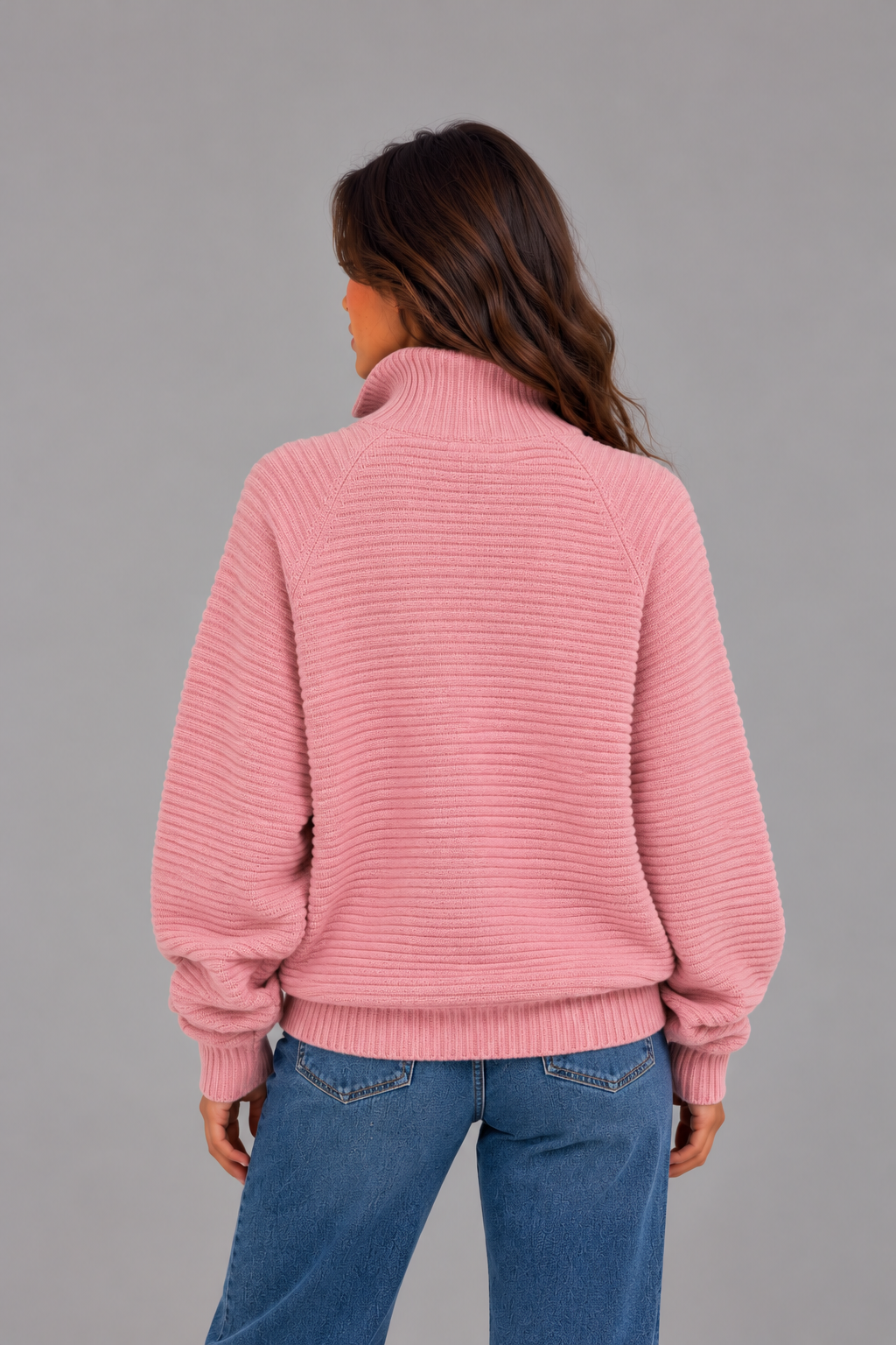 Women's Ribbed Half Zip Pullover – Casual Knit Zip Neck Jumper